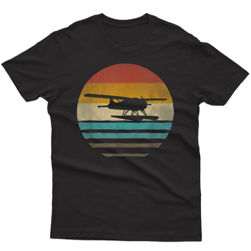 Retro Vintage Sunset Seaplane Airplane Pilot Cute Funny Gift T-shirt