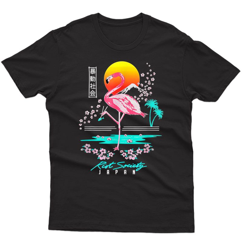 Riot-society-graphic-embroidered Flamingo Japan T-shirt