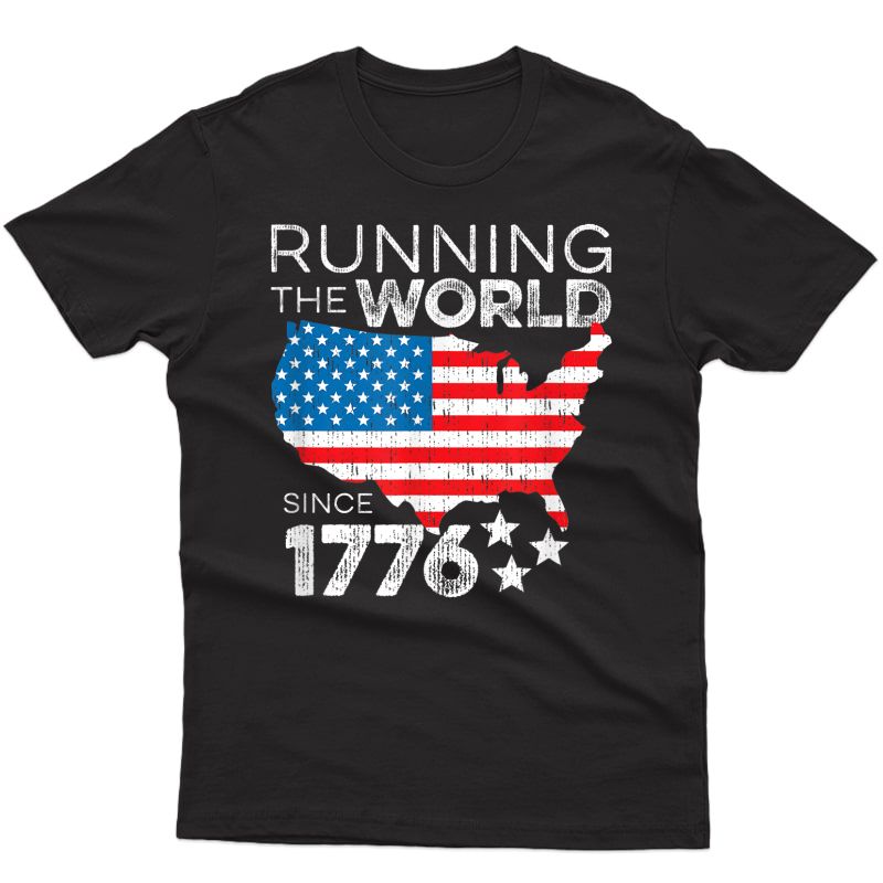 Running The World Since 1776 Vintage America Distressed Dark T-shirt
