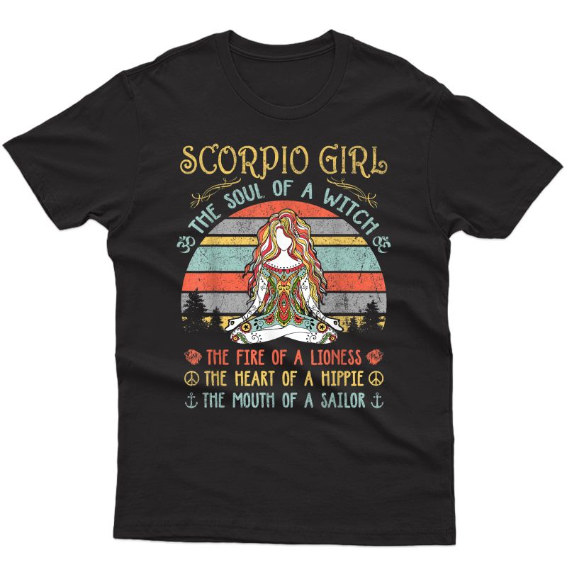 Scorpio Girl The Soul Of A Witch Vintage Yoga Birthday Gift T-shirt