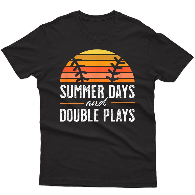 Sunny Days And Double Plays Baseball Fan Retro Design T-shirt