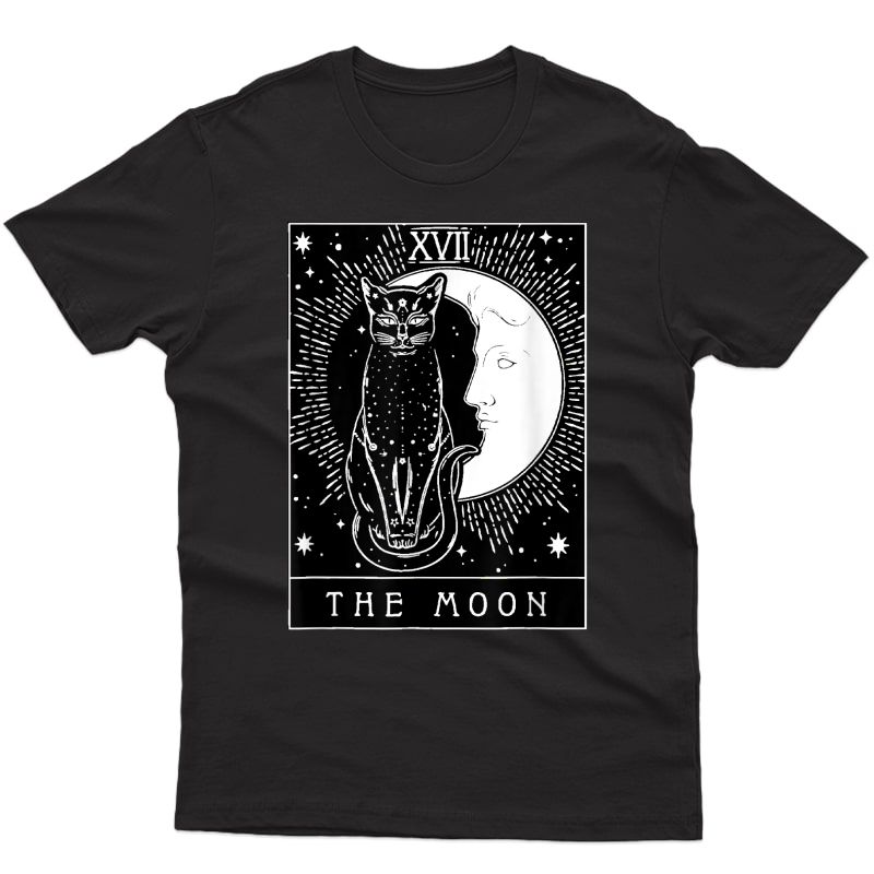 Tarot Card Black Cat And Moon Xvii T-shirt