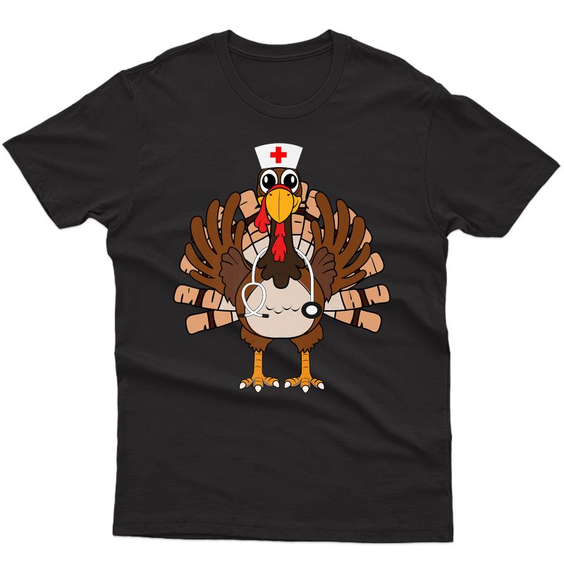 Thanksgiving Scrub Tops Turkey Nurse Holiday Nursing Premium T-shirt