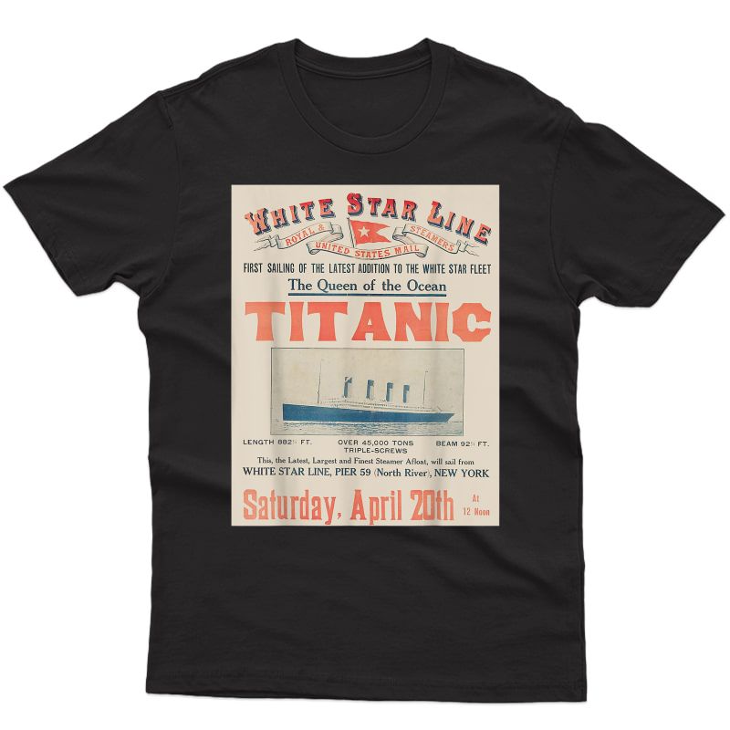 Titanic Gift T Shirt Sailing Ship Vintage Cruise Vessel 1912