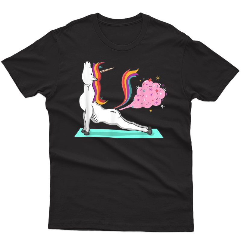 Unicorn Farting Rainbow Stars T-shirt Yoga