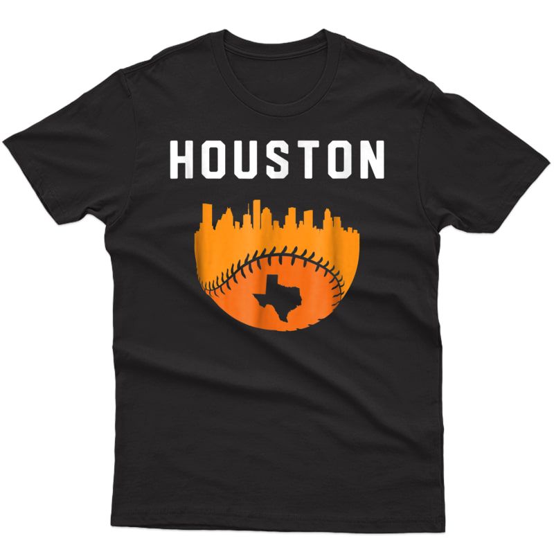 Vintage Houston Texas Cityscape Baseball Graphic T-shirt