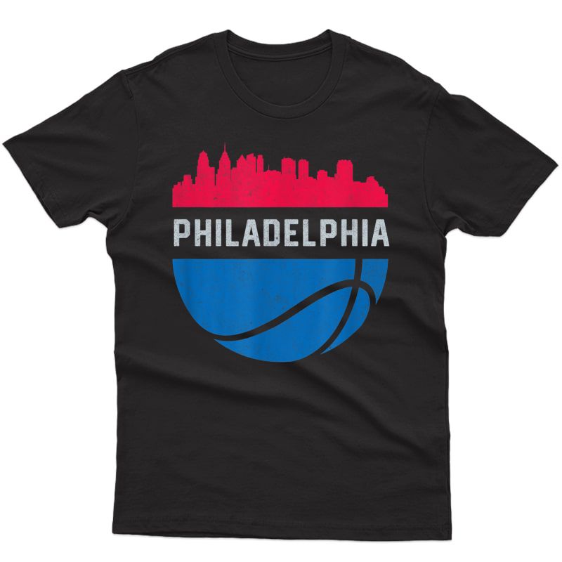 Vintage Philadelphia Pa Cityscape Retro Basketball T-shirt