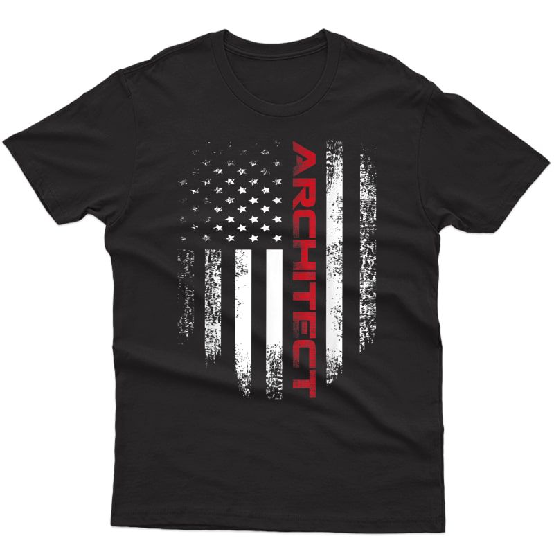Vintage Usa Red Architect American Flag Cool Gift T-shirt