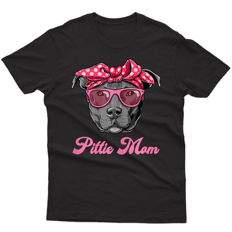  Funny Pittie Mom T-shirt Cool Pitbull Dog Retro Tee T-shirt